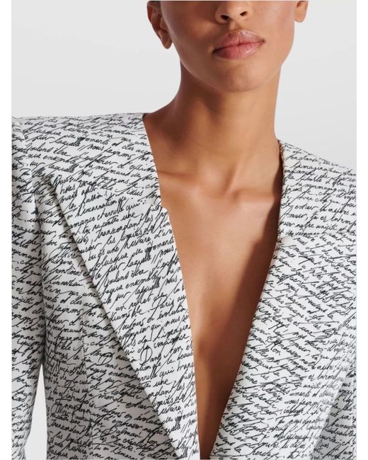Balmain White Printed Tailored Jacket
