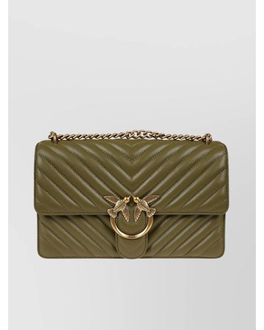 Pinko Green Love Bag One Leather Shoulder Bag