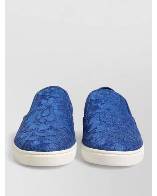 Dolce & Gabbana Blue Leather Lace Slip On Sneaker Shoes for men