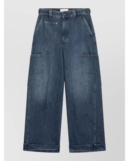 Givenchy Blue Denim Cropped Cocoon Cargo Wide-Leg Trousers
