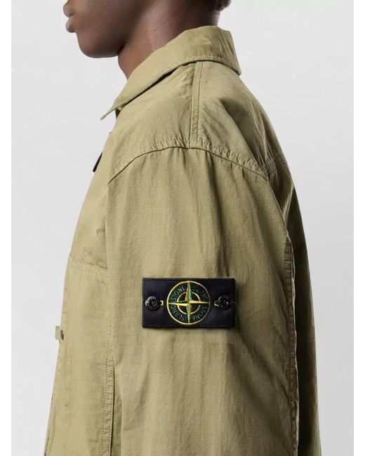 Stone Island Green Cotton Overshirt Jacket for men
