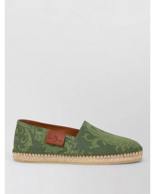 Etro Green Paisley Slip On Espadrilles Braided Sole for men