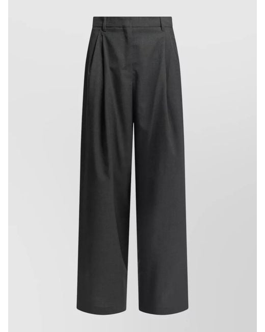 Max Mara Gray Wool Tailoring Trousers Wide Leg Design