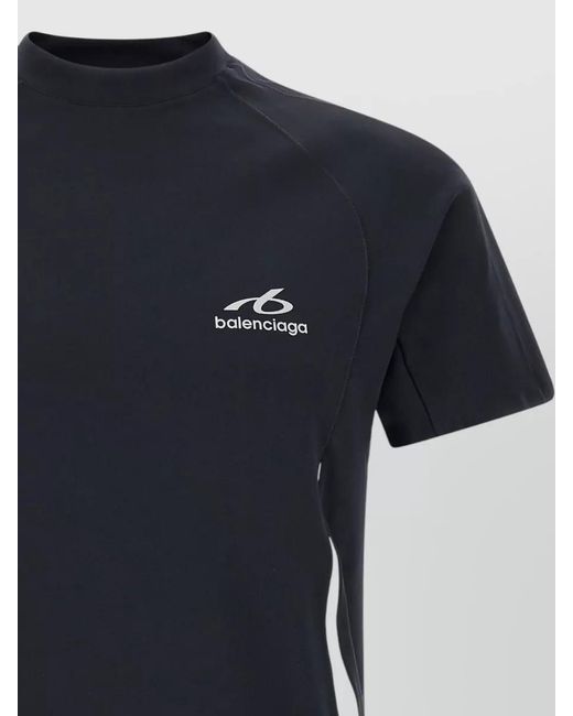 Balenciaga Blue Techwear Logo-Print Mock-Neck Short-Sleeve T-Shirt for men