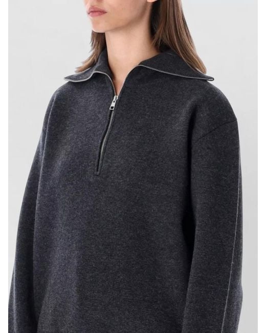 Rohe Blue Cashmere Merino Wool Zip High Neck Sweatshirt