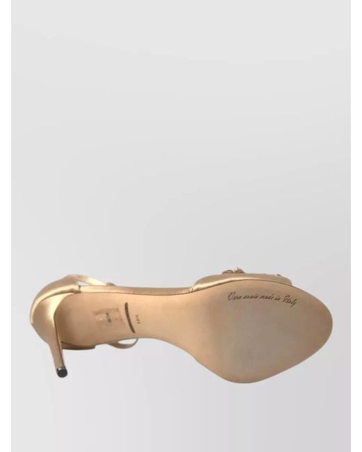Dolce & Gabbana Natural Silk Crystal Embellished Ankle Strap Sandals