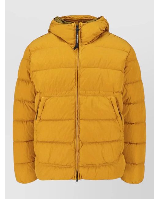 C P Company Yellow Hooded Coat Adjustable Hood Elastic Cuffs for men