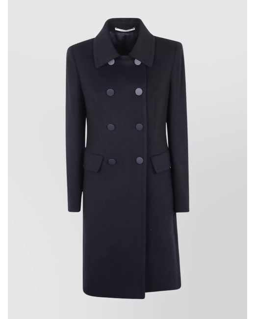 Tagliatore Blue Double Breasted Coat Notched Lapels