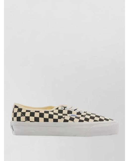 Vans White Low Top Lace Sneakers Nylon Silk Checkered