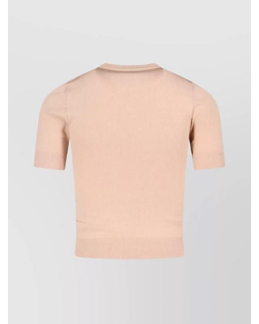 MARINE SERRE Natural Crewneck Knitted Top
