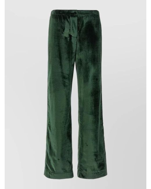 F.R.S For Restless Sleepers Green Velvet Pants Elastic Waistband Button Back Pockets