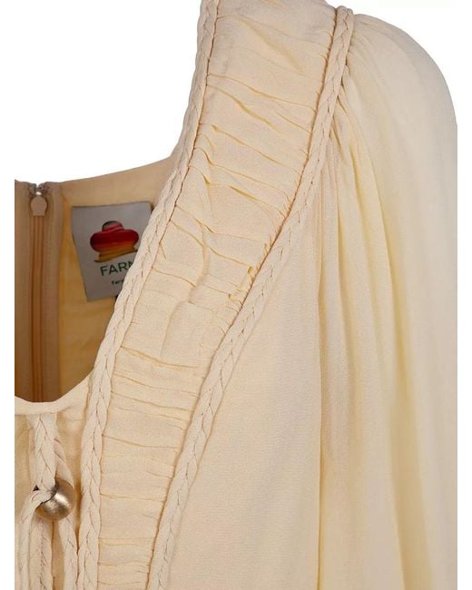 Farm Rio Natural Braided Maxi Dress Long Sleeves Ruffles
