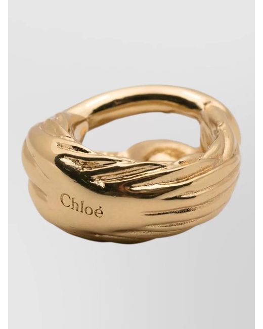 Chloé Metallic Twisted Design Rings Tone Polished
