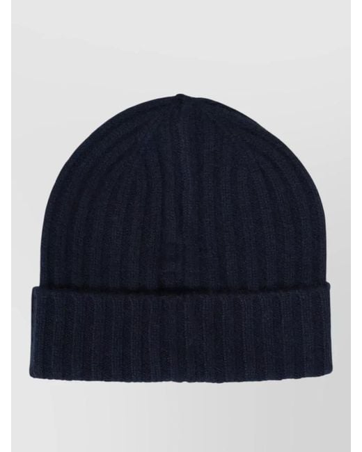 Mc2 Saint Barth Blue Wengen Logo Beanie Hat Ribbed Design for men