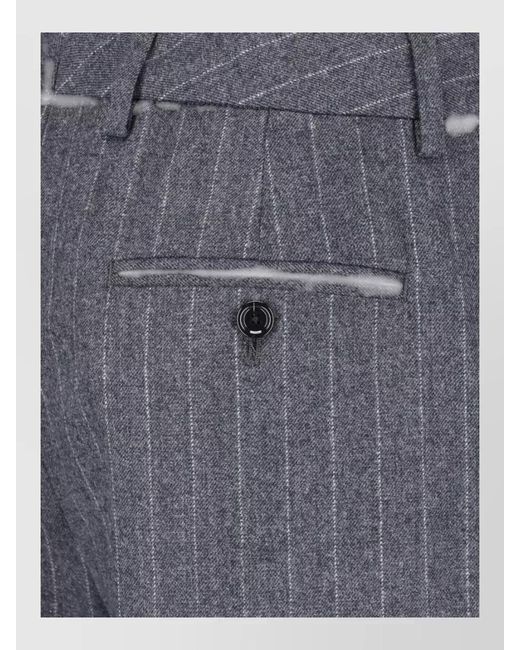Lardini Blue Tailored Pinstripe Trousers Pleated Front Pockets