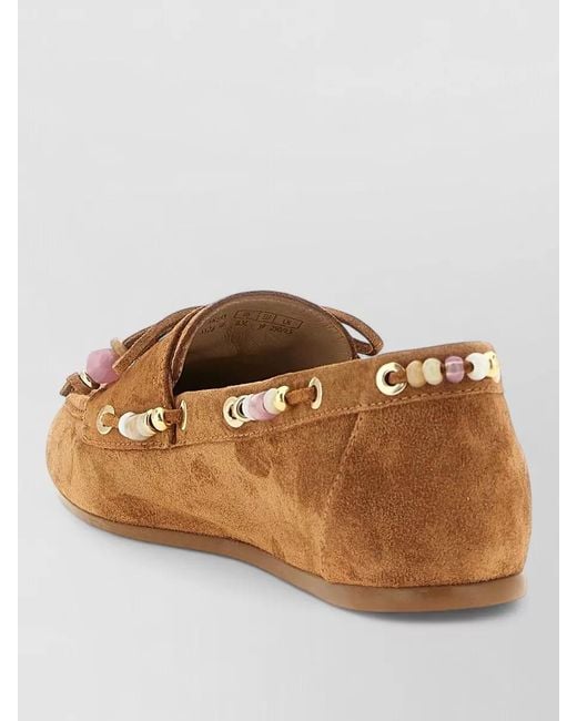 Stuart Weitzman Brown Majorca Tinsley Suede Lace Up Moccasins