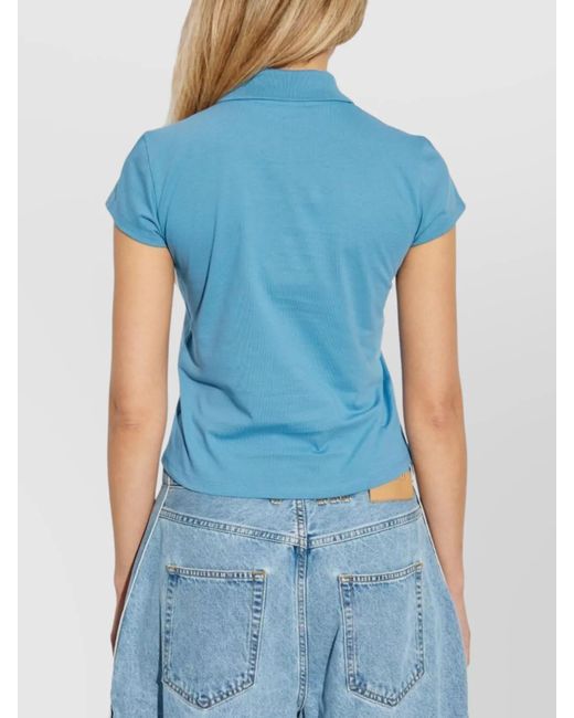 The Attico Blue Cotton Short-Sleeve Polo Top
