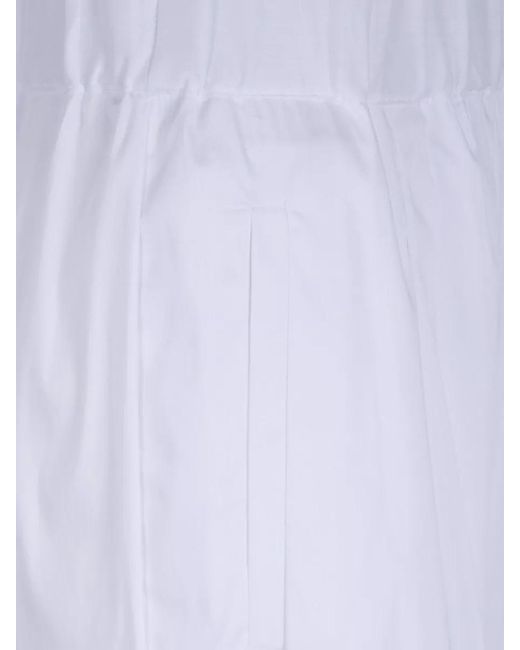 Semicouture White Johnny Pleated Popeline Cotton Wide Trousers