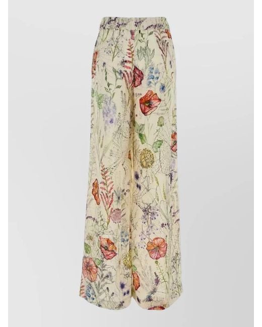 McQueen Metallic Printed Crepe Wide-Leg Trousers