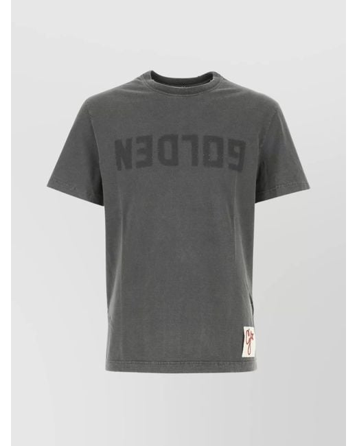 Golden Goose Deluxe Brand Gray Distressed Logo Cotton T-Shirt for men