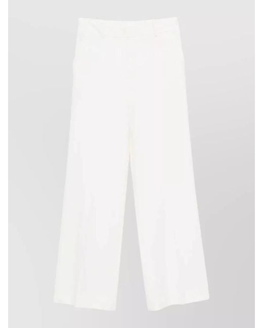 P.A.R.O.S.H. White Pants Wide Leg Belt Loops Pockets