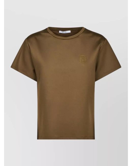 Max Mara Green Crew Neck Nylon Silk Blend Top