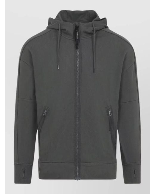 C P Company Gray Hooded Jacket Goggles Hood Drawstring Hem for men