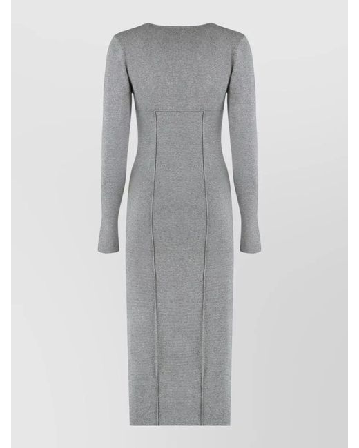 Calvin Klein Gray Viscose Blend Midi Dress Slim Fit