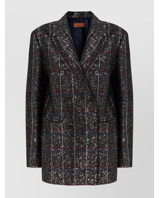 Missoni Black Sequined Checked Double-Breasted Blazer