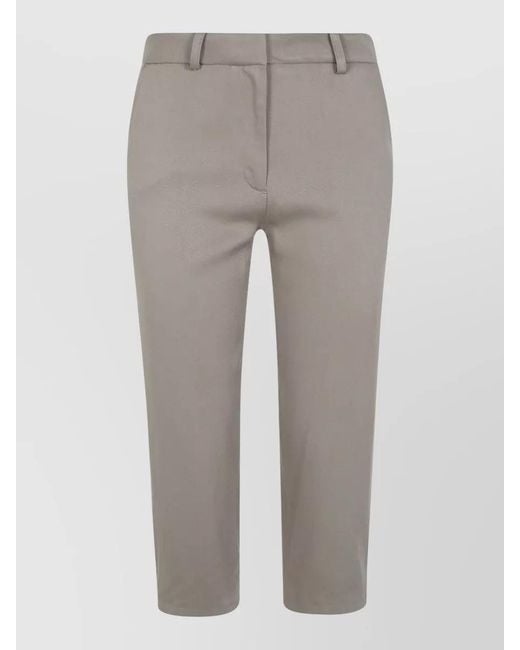 Frankie Shop Gray Lior Fluid Tailored Capri Pants Belt Loops