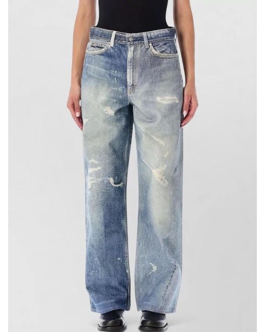 Our Legacy Blue High Waist Wide Leg Denim Trousers