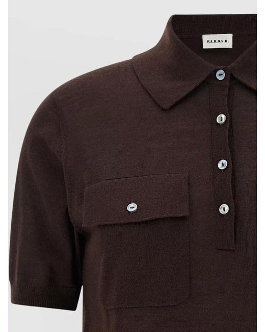 P.A.R.O.S.H. Black Linfa26 Knit Polo Shirt Chest Pockets