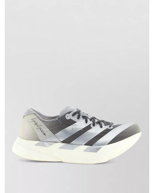 Y-3 Gray Adios Pro 4 Striped Round Toe Sneakers for men