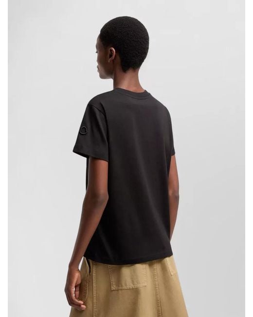 Moncler Black Cotton Ribbed Crewneck Short-Sleeve T-Shirt