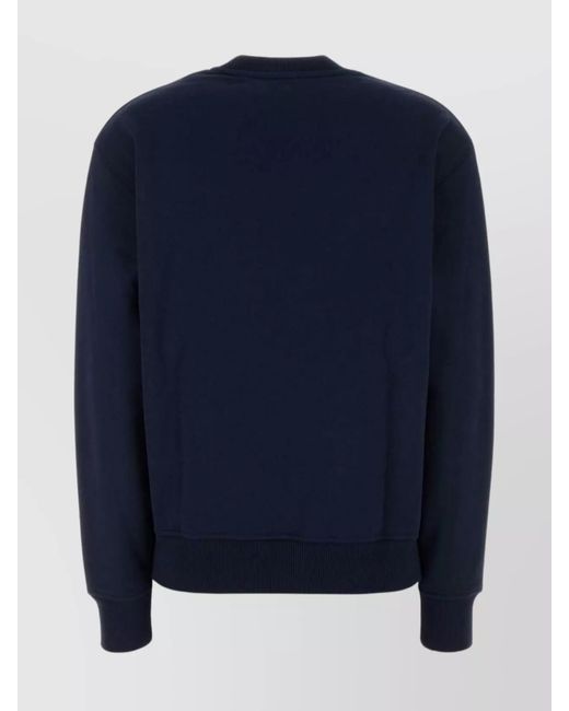 AMI Blue Cotton Logo-Embroidered Crewneck Sweatshirt