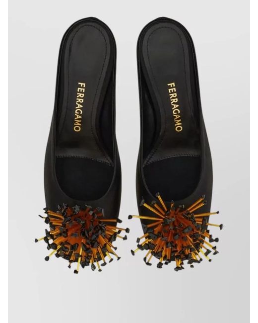Ferragamo Multicolor Safi Mule Pointed Toe Sculptural Heel