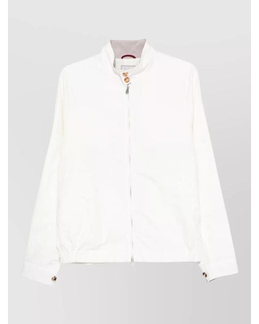 Brunello Cucinelli White Cotton Blend Lightweight Jacket for men