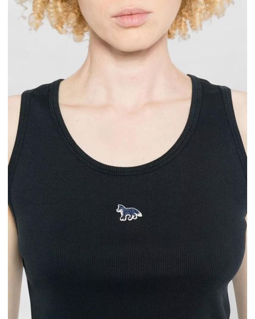 Maison Kitsuné Blue Baby Fox Cotton Ribbed Tank Top