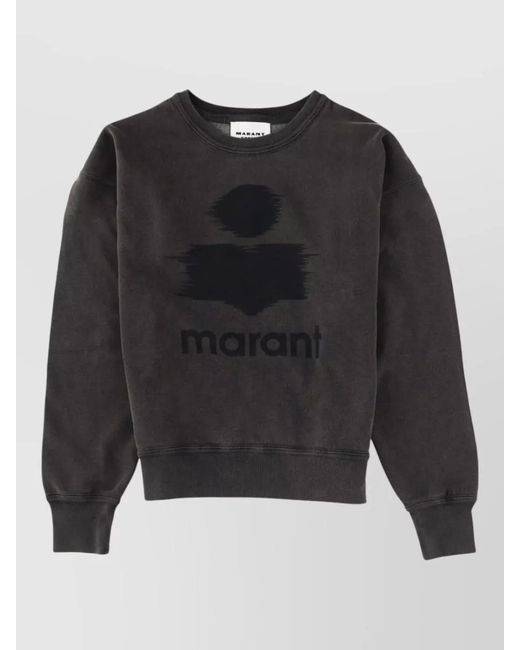 Isabel Marant Black Cotton Blend Logo Print Sweatshirt