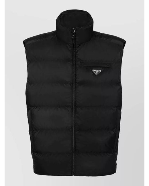Prada Black High Collar Sleeveless Padded Jacket Couture for men