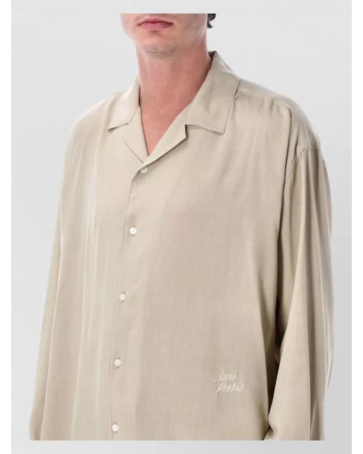 AMI Natural Silk Long Sleeve Shirt Relaxed Fit for men