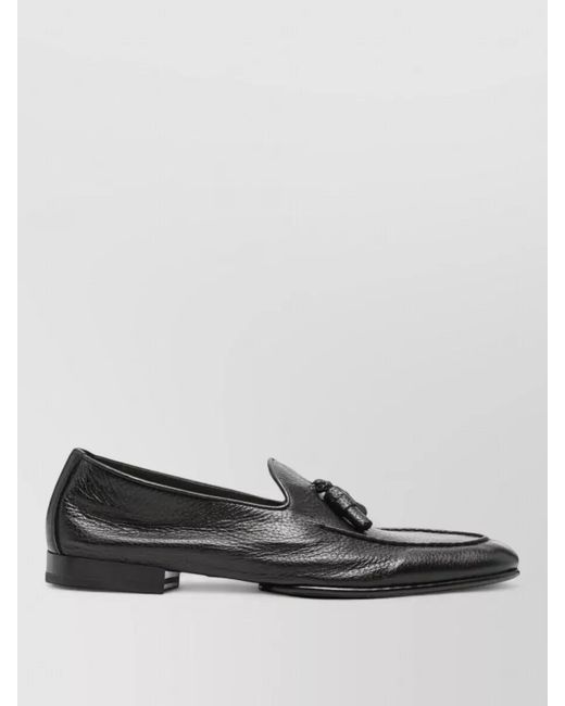 Doucal's Gray Leather Tassel Loafers for men