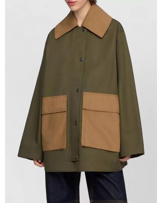 Ganni Green Organic Cotton Oversized Jacket