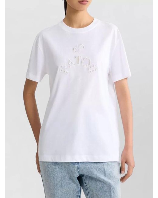 Patou White Logo-Embroidered Cotton Crew-Neck T-Shirt
