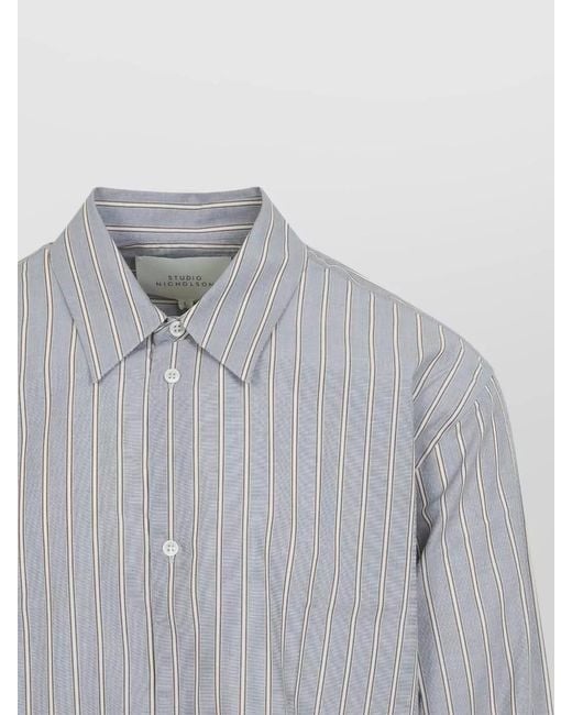 Studio Nicholson Gray Striped Long Sleeve Regular Fit Shirt for men