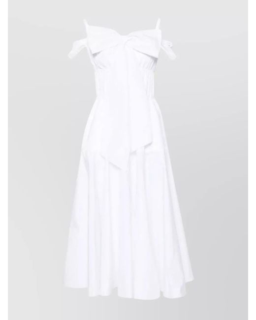 Patou White Off-Shoulder Sleeveless Midi Dress