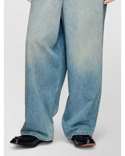 Maison Margiela Blue High Waist Wrap Front Denim Trousers for men