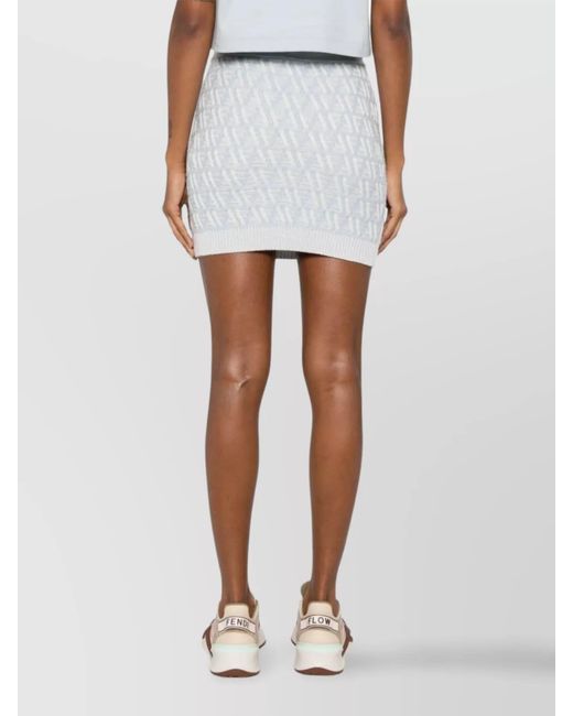 Fendi White Silk Cashmere Ribbed Mini Skirt