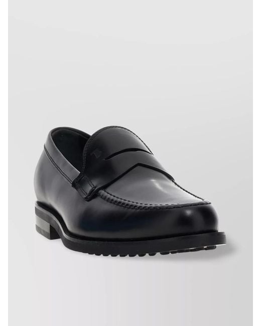 Tod's Black Leather Loafers for men