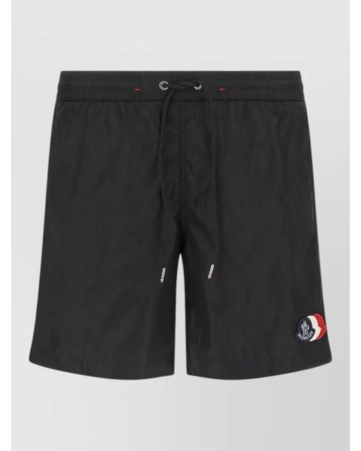 Moncler Black Swim Shorts Back Zip Pocket Design for men